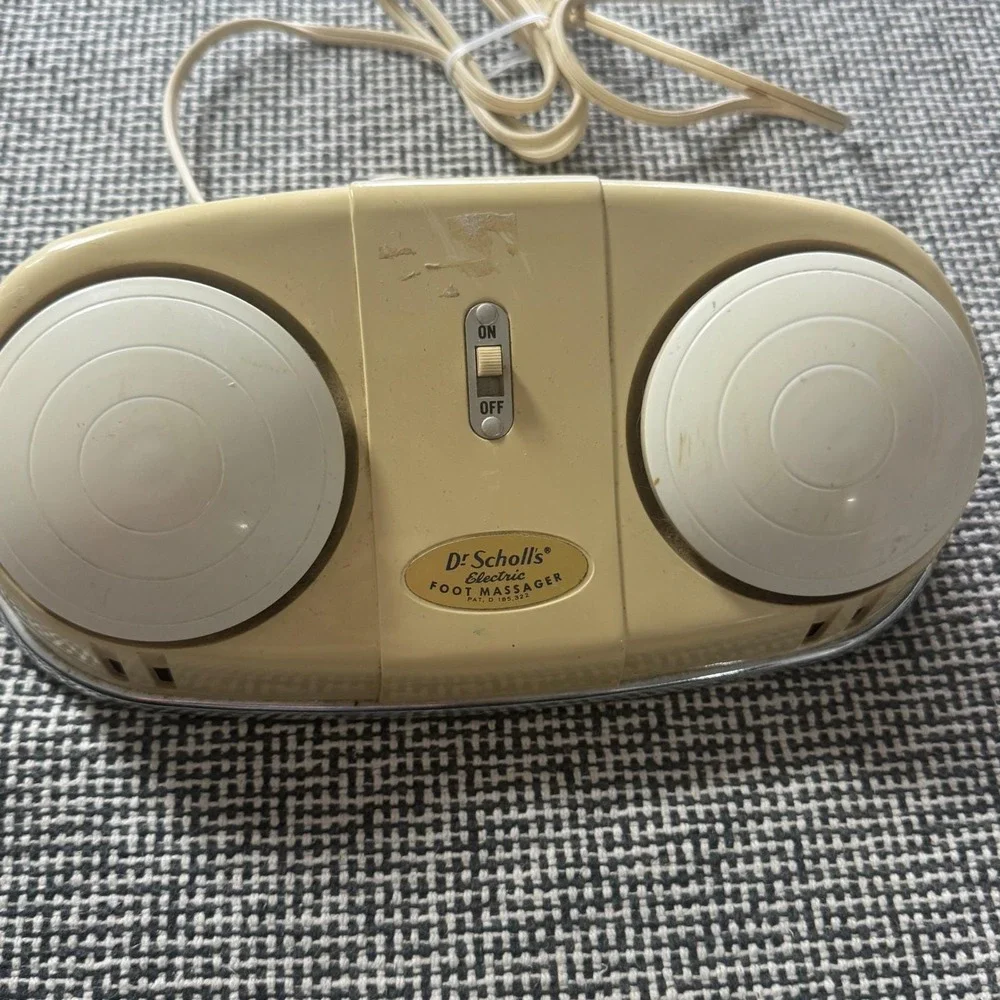 Vintage Dr Scholls Electric Foot Massager Cream Retro Mid Century Works Great
